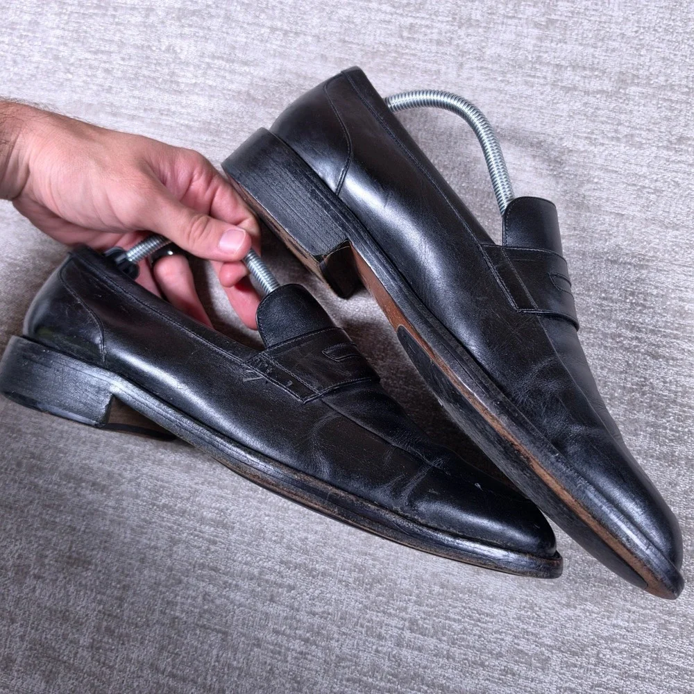Cole Haan C02992 Penny Loafer Mens 10 Black Leather Made in Italy Slip On Dress
